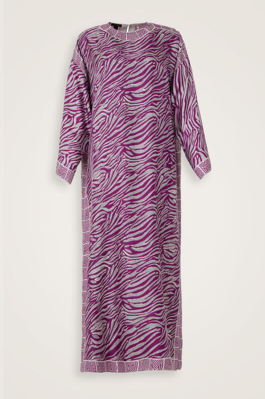 Zebra Silk Dress Fuchsia - 1