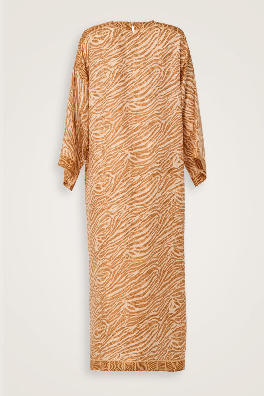 Zebra Krem İpek Elbise - 2