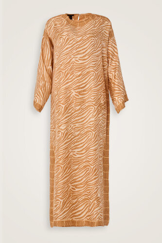 Zebra Krem İpek Elbise - 1