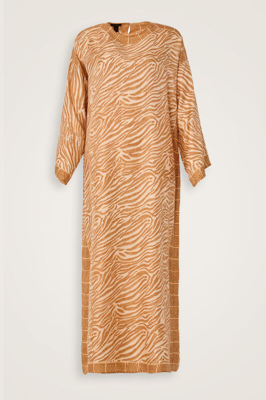 Zebra Krem İpek Elbise - 1