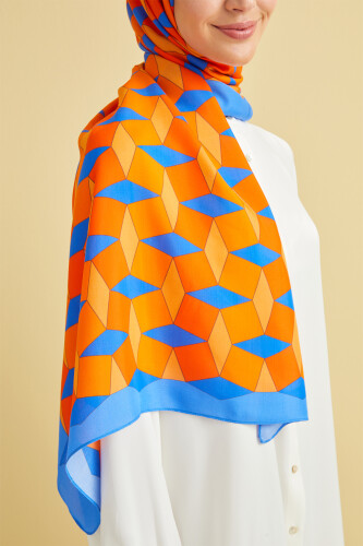 ZigZag Flosh Viscose Shawl Blue - 3