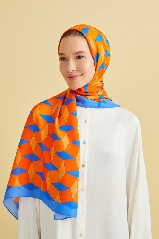 ZigZag Flosh Viscose Shawl Blue - 1