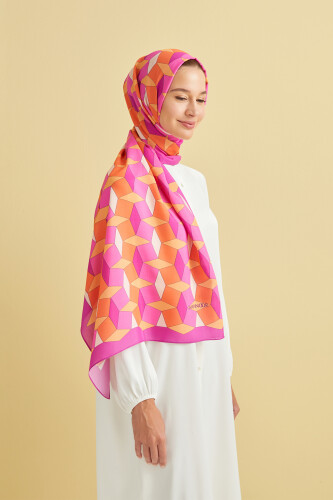 ZigZag Flosh Viscose Shawl Fuchsia - 5