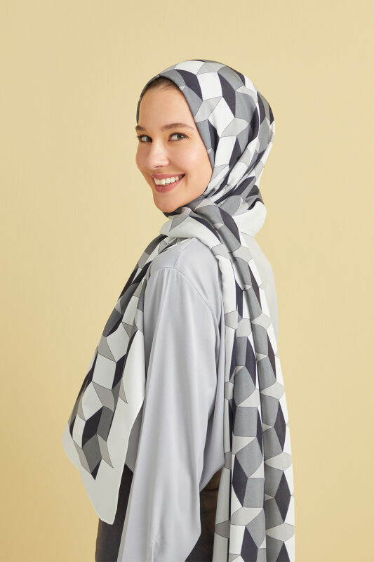 ZigZag Flosh Viscose Shawl White - 4