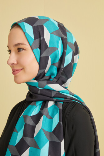 ZigZag Flosh Viscose Shawl Petrol Blue 