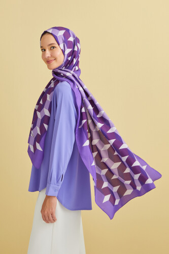 ZigZag Mor Floş Viskon Şal 70x200 