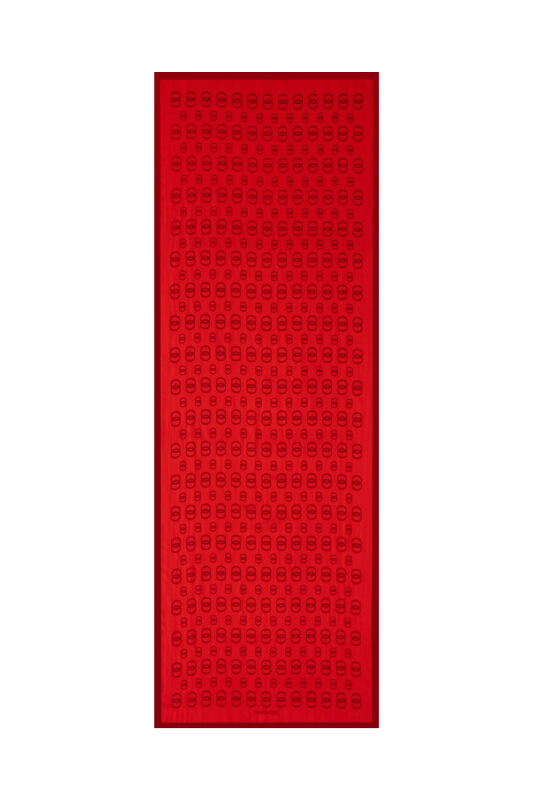Zincir Baskı Kırmızı Floş Viskon Şal 70x210 - 1