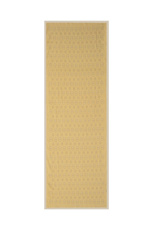 Zincir Baskı Sarı Floş Viskon Şal 70x210 - 1