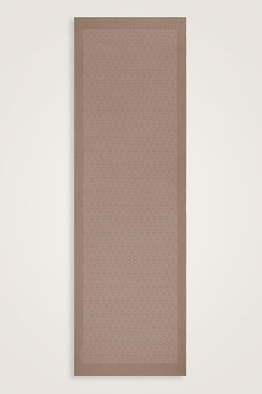 Zincir Desen Bej Pamuk İpek Şal 70x210 - 2