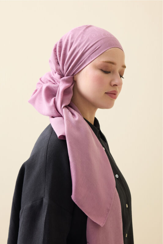 Zincir Desen Gül Kurusu Pamuk İpek Şal 70x210 - 1