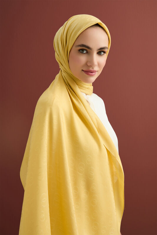 Zincir Desen Hardal Pamuk İpek Şal 70x210 - 1