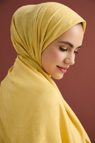 Zincir Desen Hardal Pamuk İpek Şal 70x210 - 3