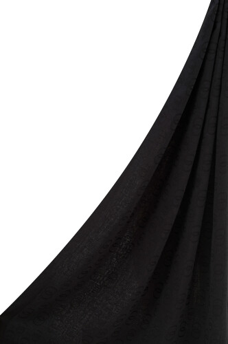 Zincir Desen Siyah Pamuk İpek Şal 70x210 - 4
