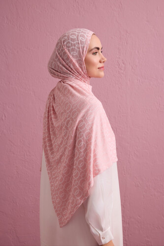 Zincir Jakar Açık Pembe Supreme Şal 70x180 - 5