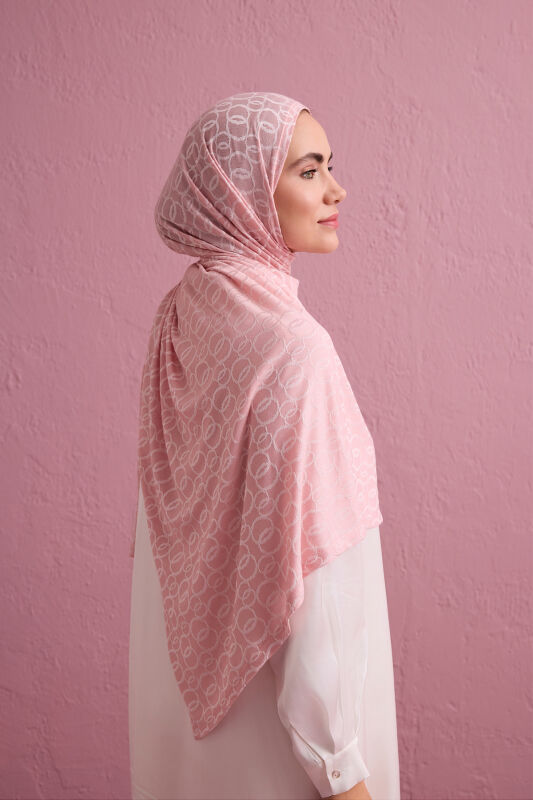 Zincir Jakar Açık Pembe Supreme Şal 70x180 - 5