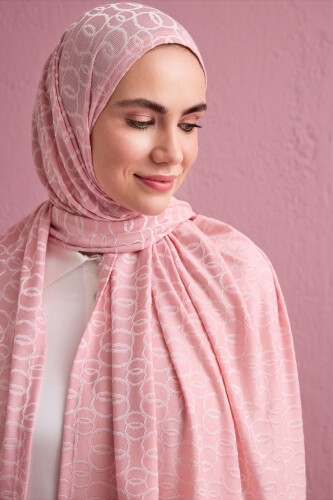 Zincir Jakar Açık Pembe Supreme Şal 70x180 - 3
