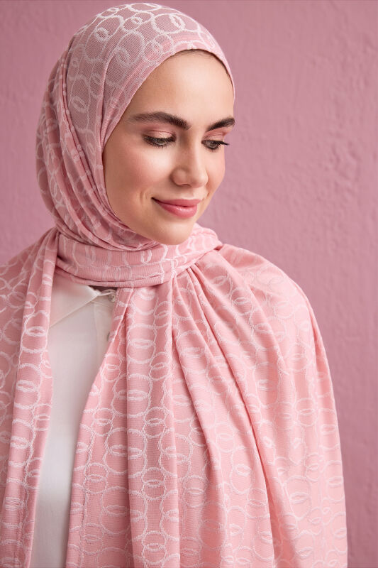 Zincir Jakar Açık Pembe Supreme Şal 70x180 - 3