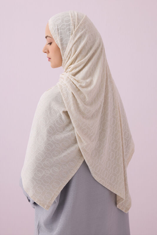 Zincir Jakar Krem Supreme Şal 70x180 - 5