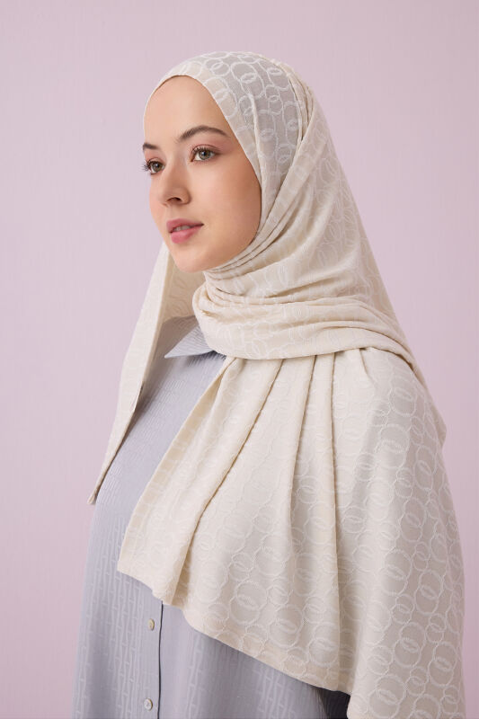 Zincir Jakar Krem Supreme Şal 70x180 - 3