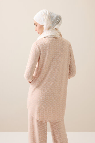 Zincir Krem Jakar Penye Bluz - 5