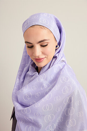 Zincir Logo Lavanta Pamuk Floş Şal 70x210 - Imannoor (3)