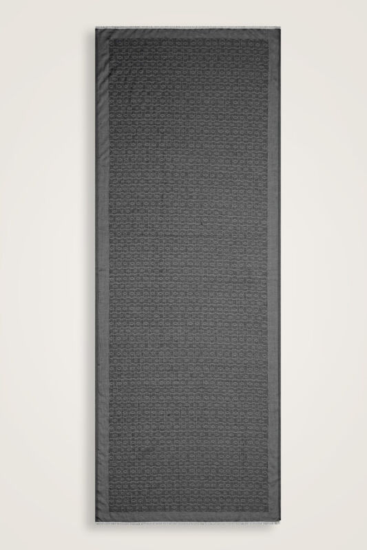 Zincir Monogram Antrasit Pamuk İpek Şal 80x210 - 1