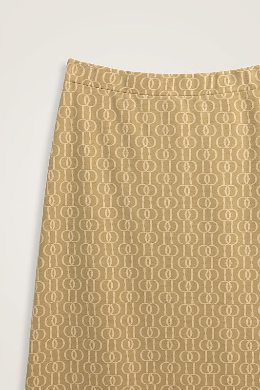 Zincir Monogram Bej Jakar Örme Etek - 4