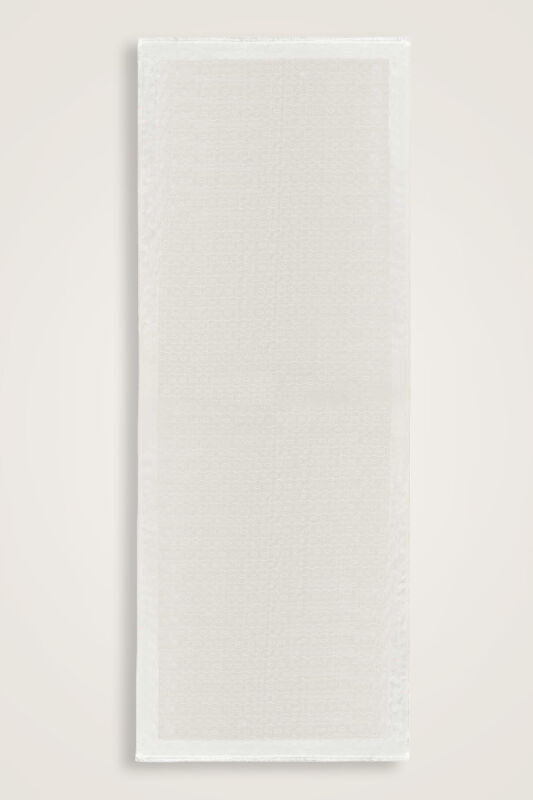 Zincir Monogram Beyaz Pamuk İpek Şal 80x210 - 1
