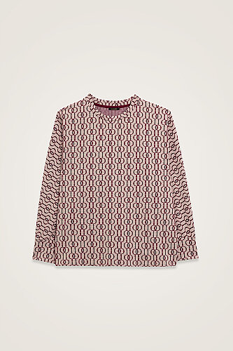 Zincir Monogram Bordo Jakar Örme Bluz - Imannoor (2)