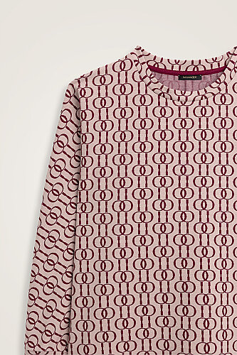 Zincir Monogram Bordo Jakar Örme Bluz - Imannoor (4)