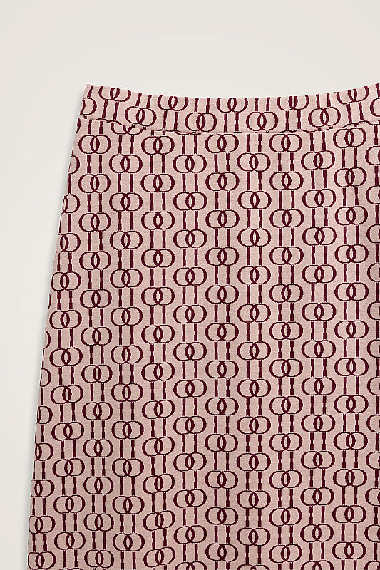 Zincir Monogram Bordo Jakar Örme Etek - 2