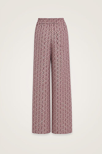 Zincir Monogram Bordo Jakar Örme Pantolon - 6