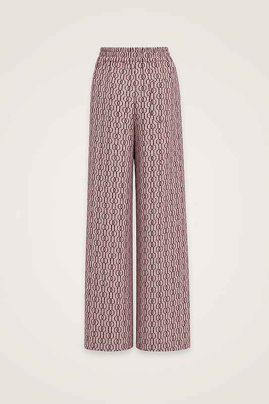 Zincir Monogram Bordo Jakar Örme Pantolon - 6
