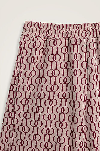 Zincir Monogram Bordo Jakar Örme Pantolon - Imannoor (4)