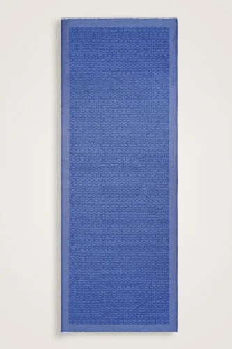 Zincir Monogram Denim Pamuk İpek Şal 80x210 