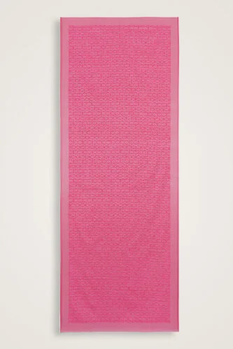 Zincir Monogram Fuşya Pamuk İpek Şal 80x210 - 1