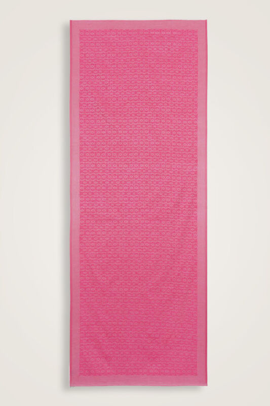 Zincir Monogram Fuşya Pamuk İpek Şal 80x210 - 1