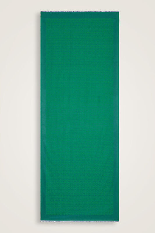 Zincir Monogram Lacivert-Yeşil Pamuk İpek Şal 80x210 - 2