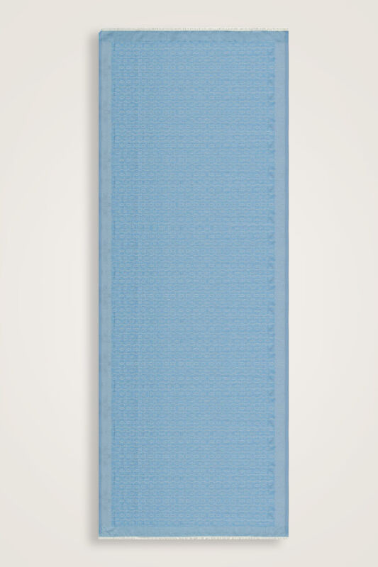 Zincir Monogram Mavi Pamuk İpek Şal 80x210 - 2
