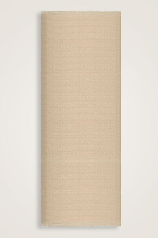 Zincir Monogram Natural Bej Pamuk İpek Şal <br>80x210 - 1