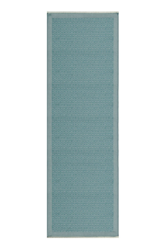 Zincir Monogram Petrol Mavisi Pamuk İpek Şal 70x210 - 2