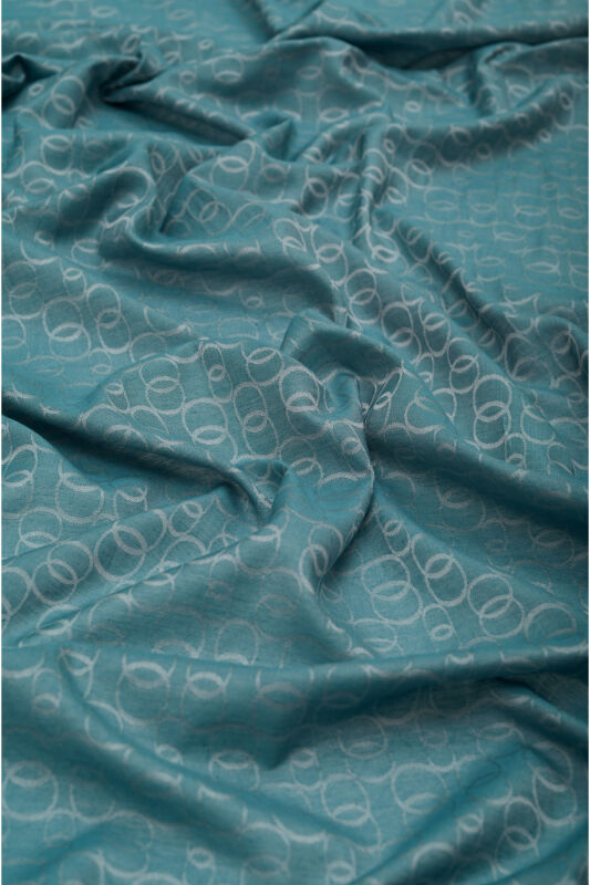 Zincir Monogram Petrol Mavisi Pamuk İpek Şal 70x210 - 3
